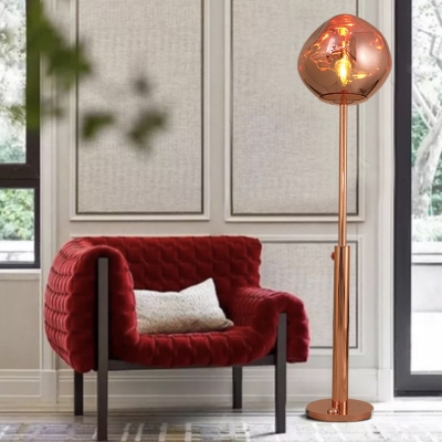 Designer Lava-Like Floor Light Acrylic LED Living Room Standing Floor Lamp in Chrome/Rose Gold with Expansion Bar