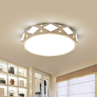 Faceted Round Flush Mount Fixture Contemporary Acrylic White LED Ceiling Lamp for Bedroom in Warm/White Light, 18