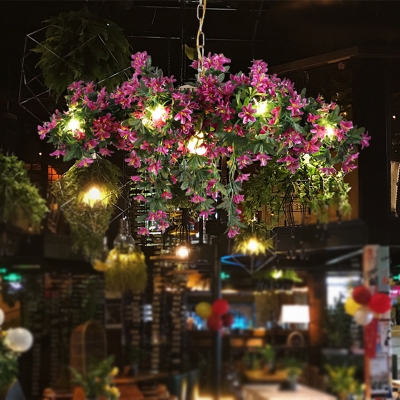 Farmhouse Flower Chandelier Lighting 12 Lights Metal Hanging Pendant Light in Black for Restaurant