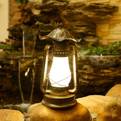 Frosted Glass Brass Table Light Kerosene 1-Light Warehouse Desk Lighting for Bedroom