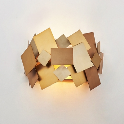 Gold Finish Panel Wall Mount Light Postmodern 1 Head Metallic Indoor Wall Sconce Lamp