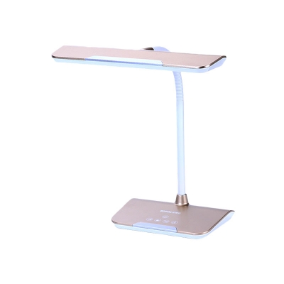 Gold Finish Rectangular Table Light Contemporary LED Plastic Touching Reading Book Lamp