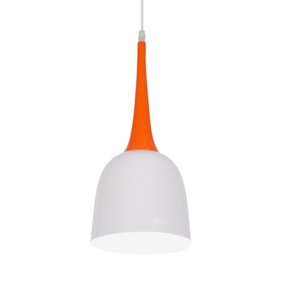 Iron Bell Shape Pendant Lighting Macaron 1 Head Black/White/Pink and Orange Ceiling Suspension Lamp