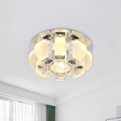 LED Flush Mount Lamp Modern Flower Crystal Block Ceiling Light in Gold, Warm/White/Multi Color Light