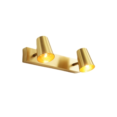 Metallic Brass Vanity Wall Light Conical 1/2/3-Light Retro Style Sconce Light for Bathroom