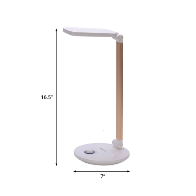 Rectangle Plastic Rotatable Table Light Modernist LED White Reading Lamp with Dimmer Switch