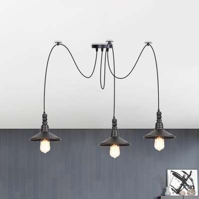 Saucer Bar Multi Hanging Light Fixture Industrial Iron 2/3/6-Head Black Swag Ceiling Pendant Lamp