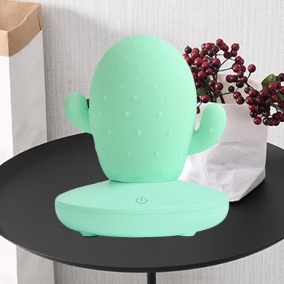 Silica Gel Cactus-Shape Night Lamp Cartoon LED Night Table Light in White/Pink/Blue for Kids Room