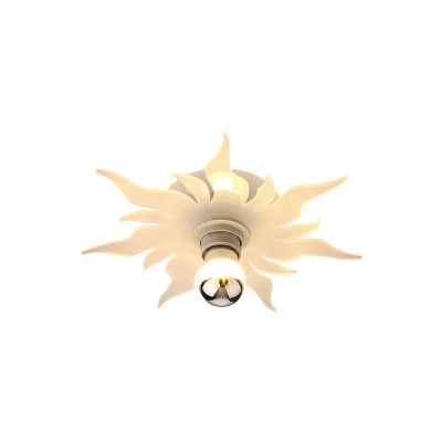 Sunflower Shape Semi Flush Light Fixture Nordic Acrylic 1-Light White LED Flush Mount Lamp in White/Warm Light