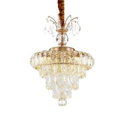 Tiered Kitchen Chandelier Lamp Contemporary Clear Cut Crystal 12