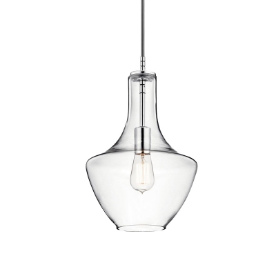 Urn Shaped Pendant Light Fixture Simplicity Translucent Glass Single Apartment Ceiling Lamp in Silver
