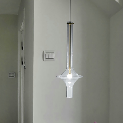 Wavy Tube Living Room Hanging Light Kit Clear Glass 1 Head Minimalism LED Ceiling Pendant Lamp