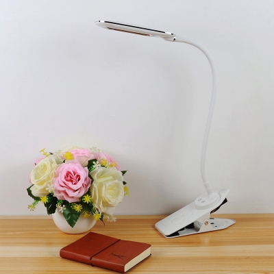 White Clip on Reading Book Light Modernism LED Metallic Task Lamp for Study Room