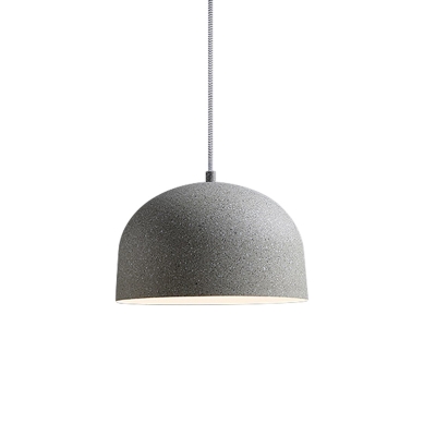 1-Bulb Restaurant Hanging Light Kit Minimalist Black/Grey Ceiling Pendant Lamp with Dome Iron Shade