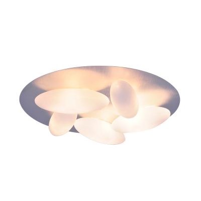 3/5 Heads Living Room Flush Mount Modernist White Ceiling Mounted Light with Oval Frosted Glass Shade