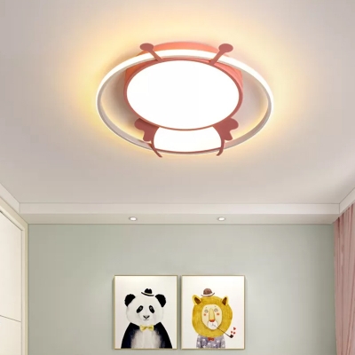 Bee Acrylic Flushmount Light Minimalist LED Pink/Blue Finish Close to Ceiling Lamp for Bedroom