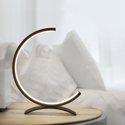 Black/Gold C-Shape Table Lamp Contemporary Acrylic LED Desk Light with Arch Base for Bedroom