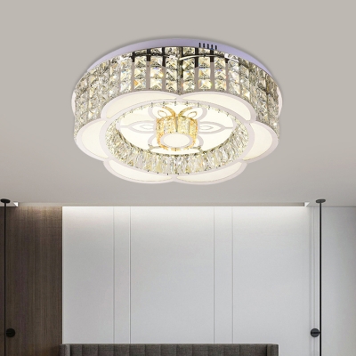 Bloom K9 Crystal Flush Mount Minimalist LED Living Room Flushmount Lighting in Chrome, 23.5