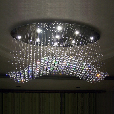 Cascade Bedroom Flushmount Lighting Modernism Crystal Ball LED Chrome Ceiling Flush Mount