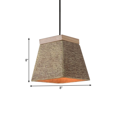 Cement Brown Pendant Light Kit Trapezoid 1 Light Industrial Hanging Lamp Fixture for Restaurant