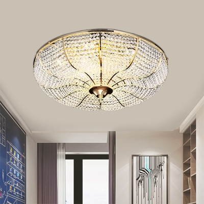Crystal Bead Gold Flush Mount Lamp Scalloped LED Modernist Flush Ceiling Light Fixture