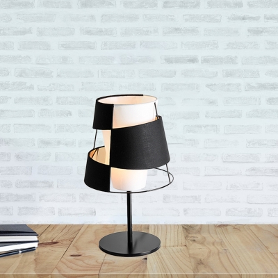 Designer Cutouts Conical Table Lamp Fabric Single Sitting Room Night Stand Light in Black and White