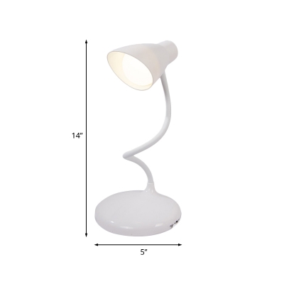Dome Plastic Shade Task Light Modernist LED White Finish Reading Lamp with Rotatable Design