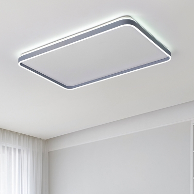 Grey Rectangular Flush Light Fixture Simplicity Acrylic LED Ceiling Lamp for Bedroom in Warm/White Light