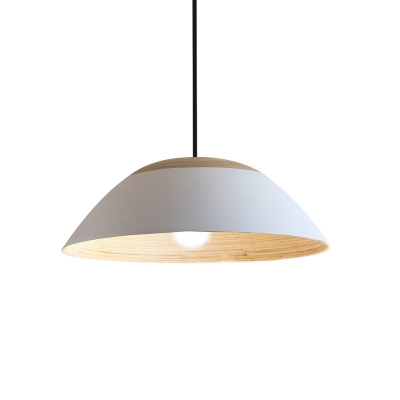 Handmade Bamboo Wide Bowl Pendant Lamp Nordic 1 Head Black/White Finish Hanging Light Fixture