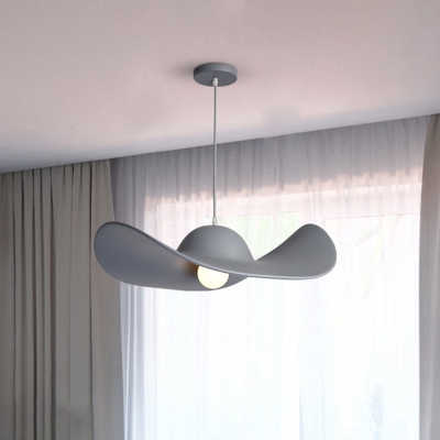 Hat Shaped Hanging Pendant Kit Modernist Acrylic Single Light White/Grey Ceiling Lamp for Living Room