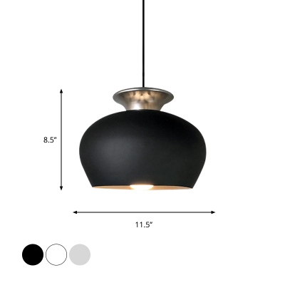 Industrial Cup Shaped Drop Light 1 Head Aluminum Hanging Ceiling Lamp in Black/White/Gold over Table