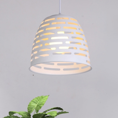 Iron Hollowed Out Bell Drop Pendant Modern 1 Head White Ceiling Suspension Lamp over Table