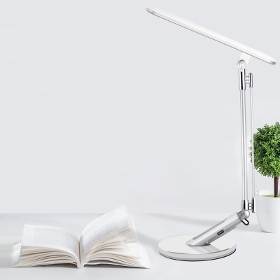 Linear Metallic Flexible Task Lighting Modern LED Silver Reading Lamp with USB Port