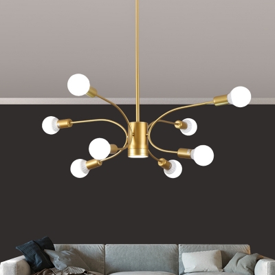 Metallic Sputnik Ceiling Chandelier Modernist 6/8/12 Bulbs Gold Finish Pendant Light Fixture