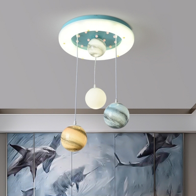 Nordic Globe Multiple Hanging Lights Acrylic 4 Heads Kids Bedroom LED Suspension Lamp