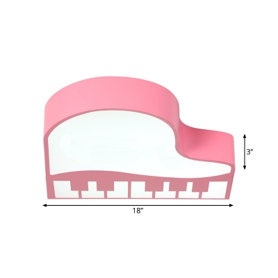 Piano Shaped LED Flush Mount Lamp Contemporary Acrylic Pink Ceiling Mounted Fixture for Kindergarten