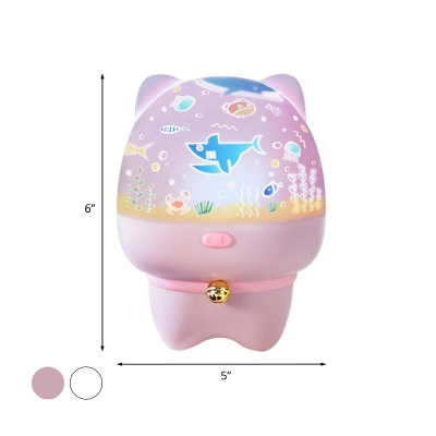 Piglet/Puppy Shaped Plastic Night Table Light Cartoon White/Pink Finish LED Rechargeable Projection Night Lamp
