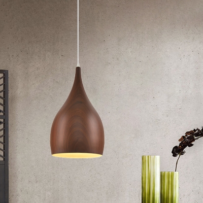 Red Brown/Coffee 1 Bulb Hanging Light Nordic Aluminum Teardrop Shape Pendant Lighting Fixture