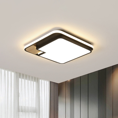 Simple Squared Flush Mount Lamp Acrylic LED Bedroom Flush Ceiling Lighting in Black