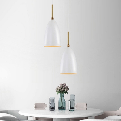 Steel Bell Pendulum Light Nordic 1-Light White Ceiling Pendant with Adjustable Joint
