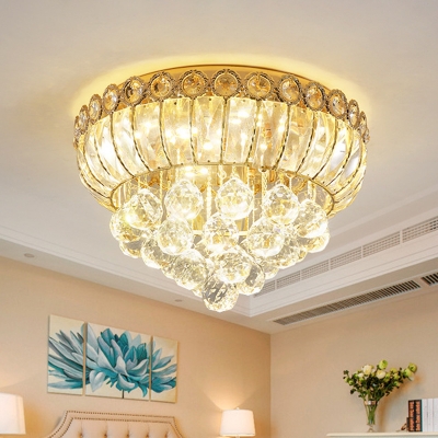 Teardrop Clear Crystal Ceiling Fixture Antique LED Bedroom Flush Mount Recessed Lighting