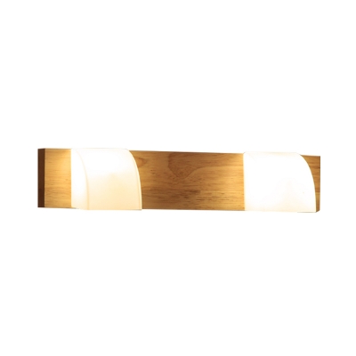 Wood Linear Flush Wall Sconce Asian Style 2/3-Light Beige Wall Mount Lighting for Bathroom