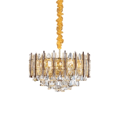 7 Lights Cone Suspension Lighting Modern Gold Faceted Crystal Chandelier Pendant Lamp