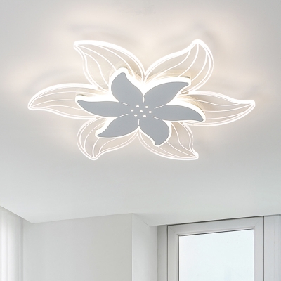 Acrylic 6-Petal Flower LED Flush Mount Modernist 16.5