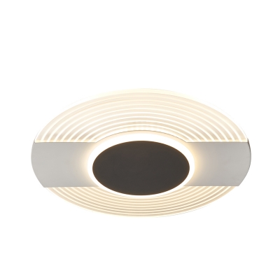Black Circular Flush Mount Modernist Acrylic LED Ceiling Mounted Fixture for Bedroom in Warm/White Light, 9