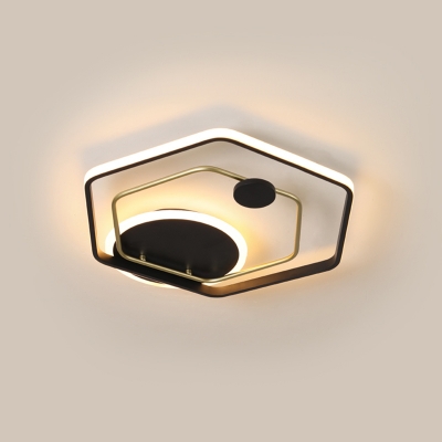 Black/Grey Dual-Hexagon Frame Flush Lamp Simple 18