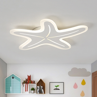 Blue/Pink/White Star Light Fixture Simplicity Acrylic LED Flushmount Ceiling Lamp for Bedroom