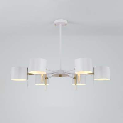 Burst Design Adjustable Chandelier Lamp Nordic Iron 6 Bulbs Living Room Suspension Pendant Light in Blue/White/Black