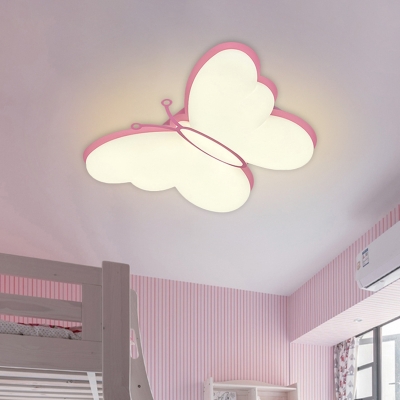 Butterfly Bedroom Flushmount Acrylic LED Modern Style Flush Ceiling Light in Pink/Yellow/Blue