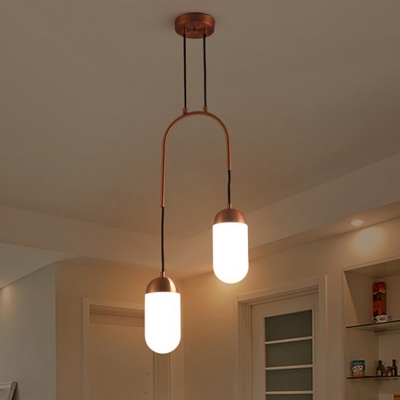 Capsule Multi Light Pendant Post Modern White Glass 2 Lights Copper Hanging Lamp Kit
